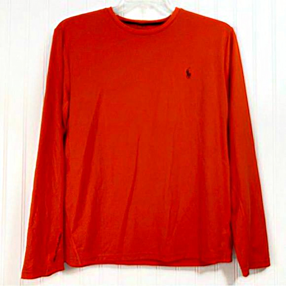 Polo 67 Ralph Lauren‎ Shirt Mens M Orange Performance Long Sleeve Active